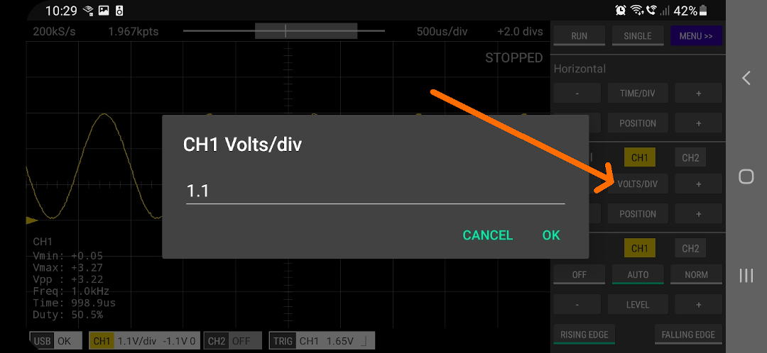 Vertial scale dialog