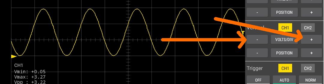 Vertical scale plus and minus buttons